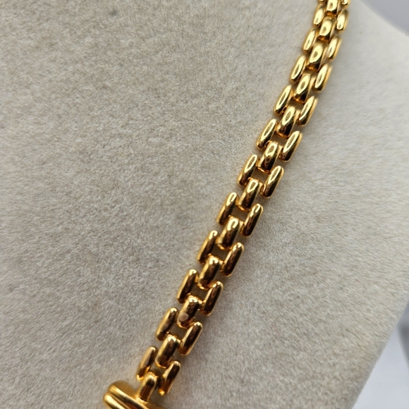 NEW VINTAGE Citation Cream Enamel Panel Statement Gold Tone Necklace - Picture 3 of 7